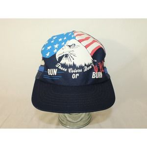 These Colors Don’t Run Or Burn Eagle Vintage 3 Stripe Trucker Snapback Hat USA
